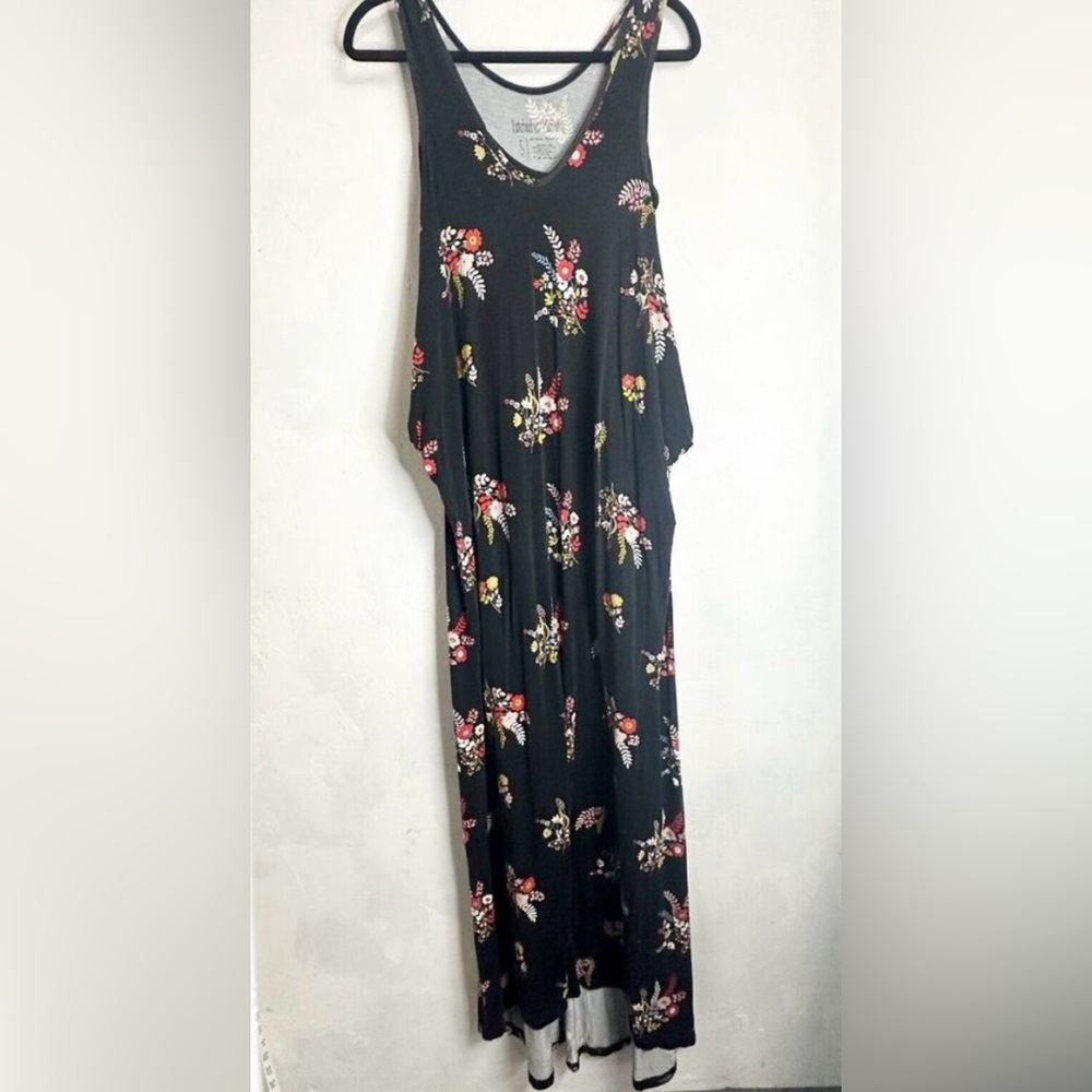 Latched Mama Maxi Floral Sleeveless Dress Black Womens Small Nursing Maternity